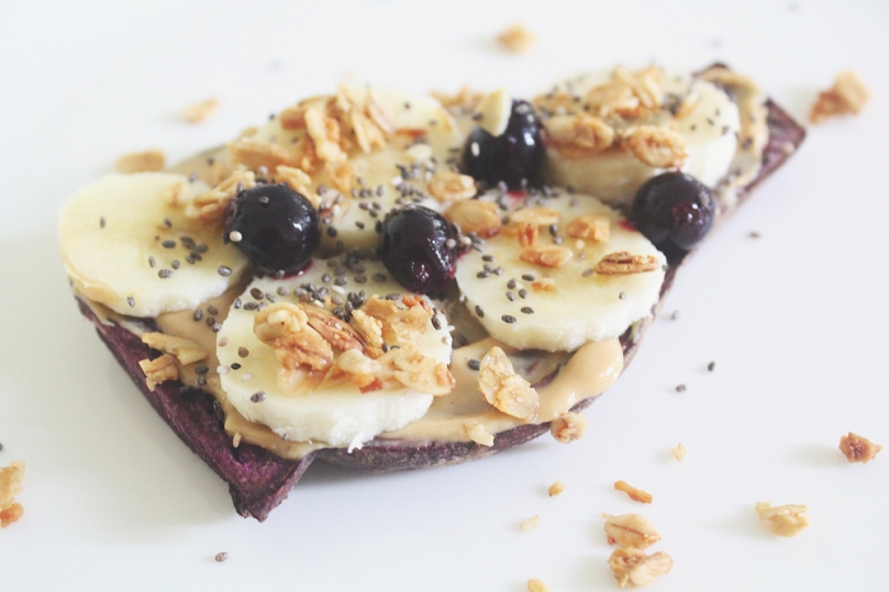 Sweet Purple Sweet Potato Toasts (3 ways): Banana, Blueberries & Peanut Butter