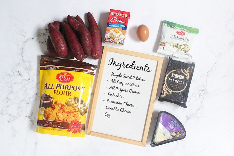 Purple Sweet Potato Gnocchi with Creamy Parmesan Sauce, Danablu & Pistachios Ingredients